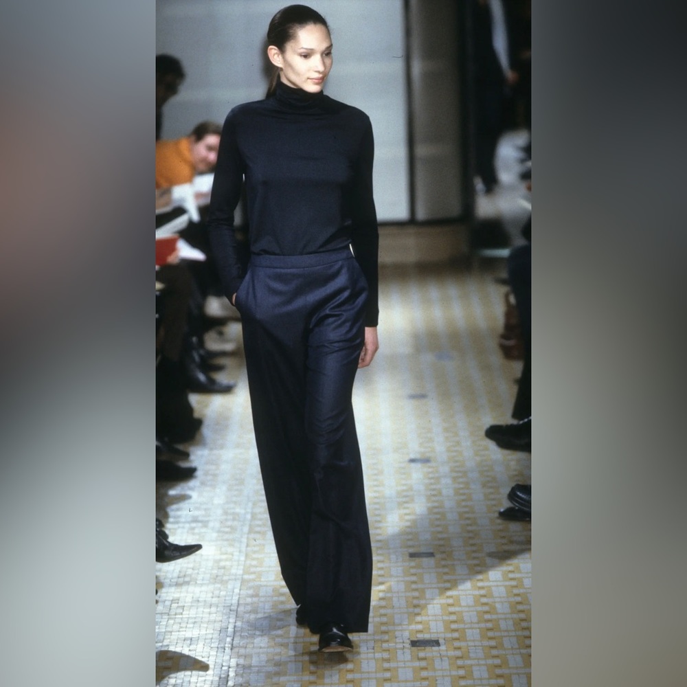 Hermes Black High Waisted Black Palazzo Pants size 26 side zip